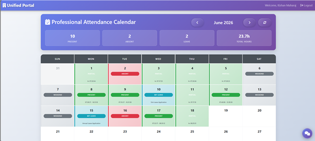 Attendance Calendar - Uniportal